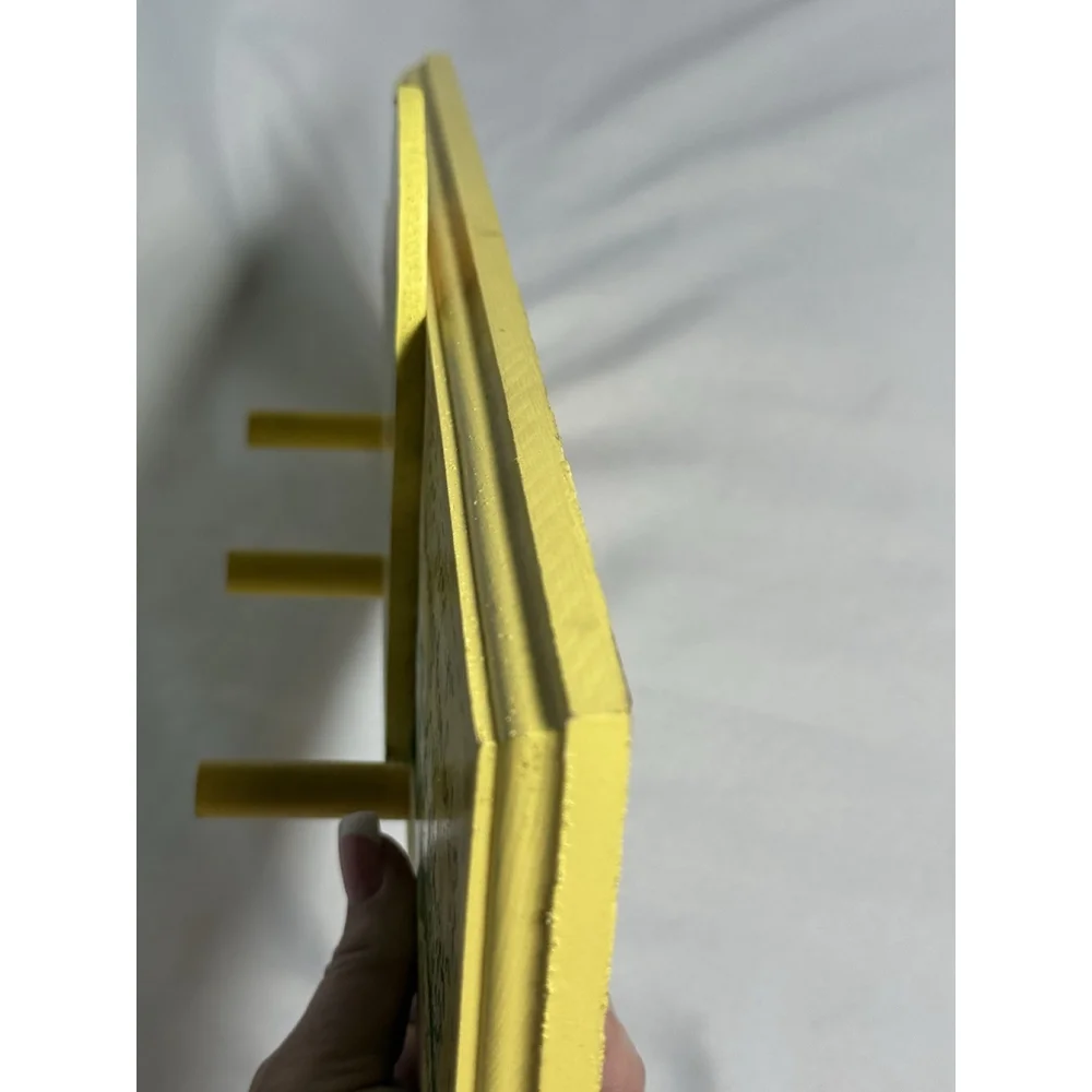 Vintage Homemade Butterfly Yellow Blessing Peg Wall Coat Robe Cap Rack Signed